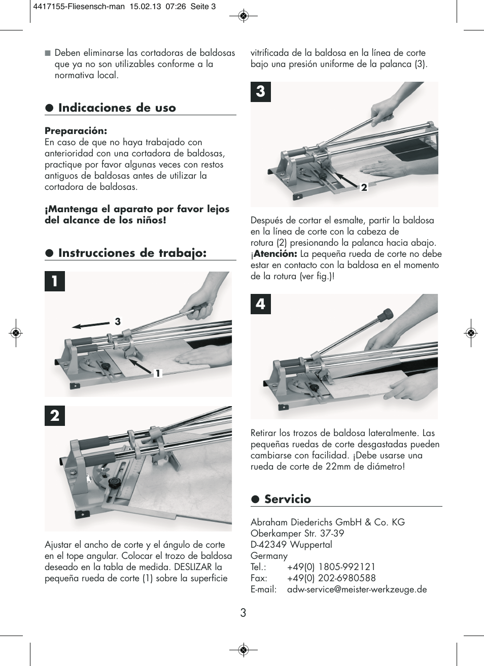 Powerfix Tile Cutter User Manual | Page 3 / 12