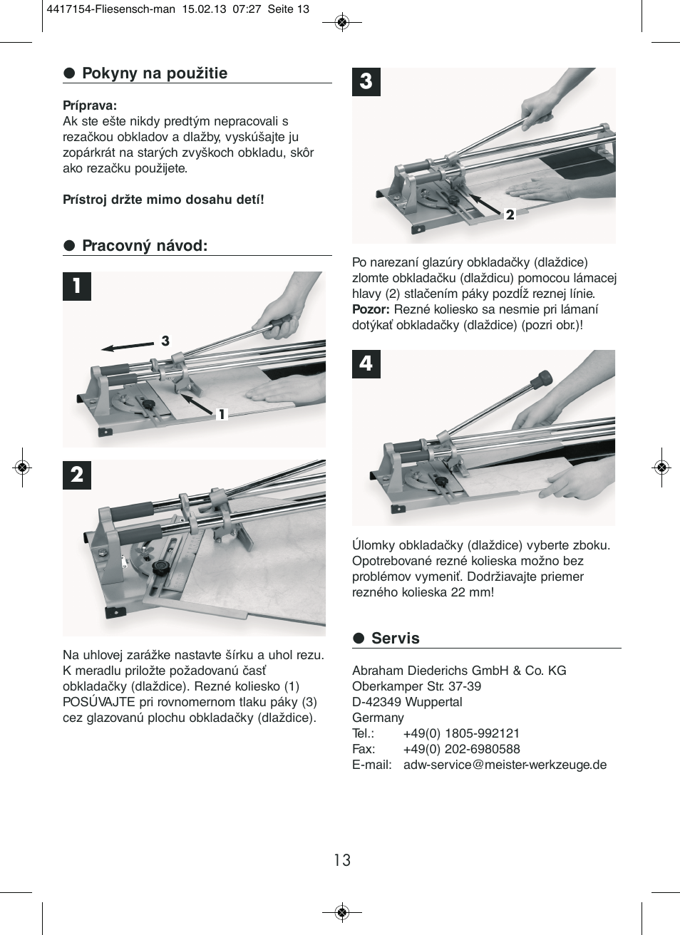 Powerfix Tile Cutter User Manual | Page 13 / 16