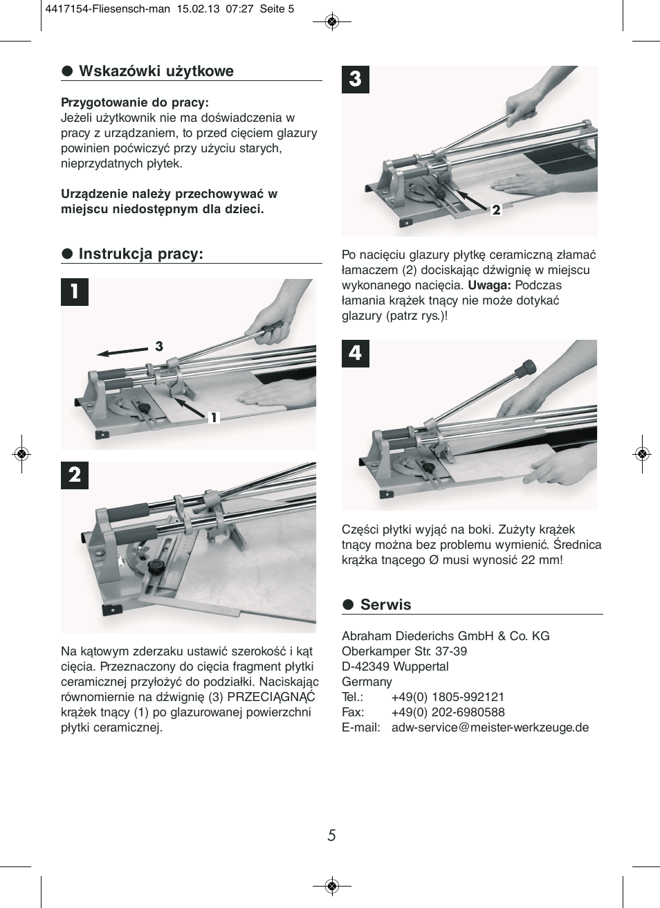 Powerfix Tile Cutter User Manual | Page 5 / 16