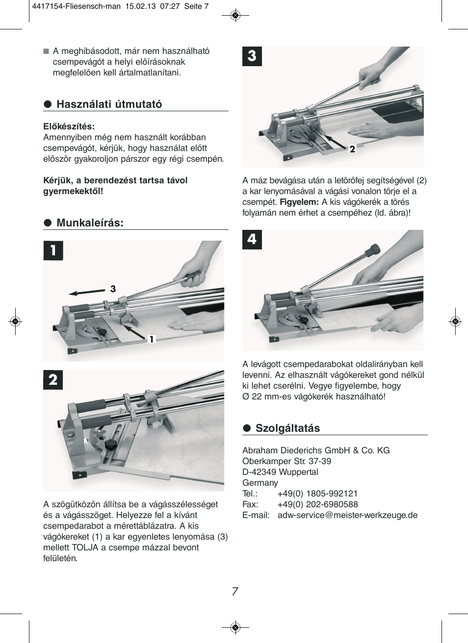 Powerfix Tile Cutter User Manual | Page 7 / 16