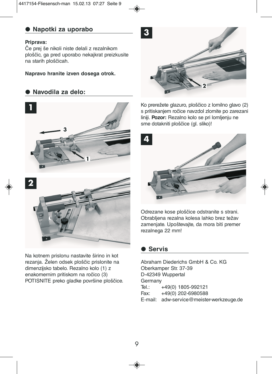 Powerfix Tile Cutter User Manual | Page 9 / 16