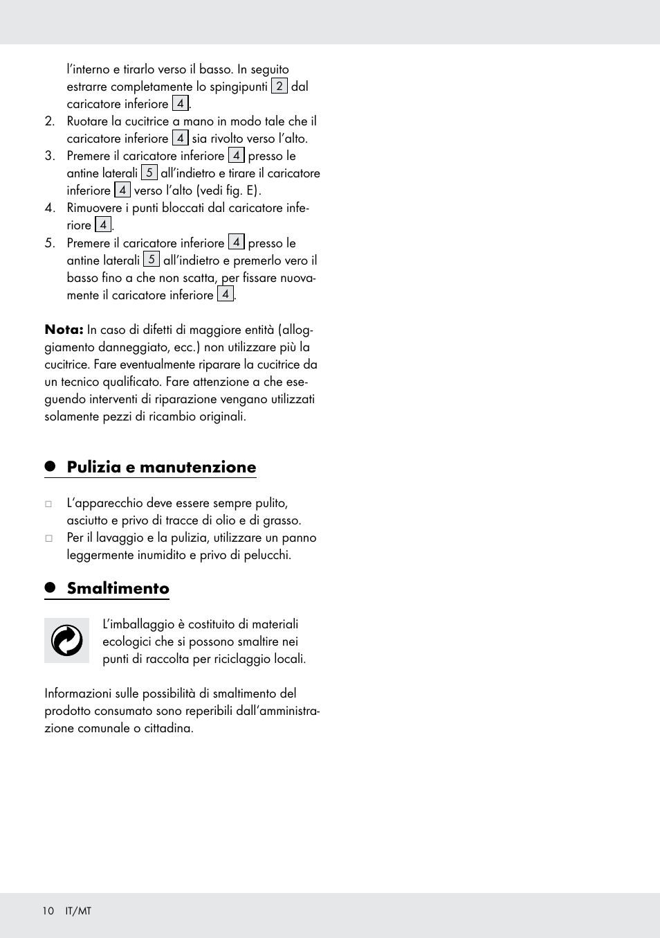 Pulizia e manutenzione, Smaltimento | Powerfix  Z16531 User Manual | Page 10 / 20