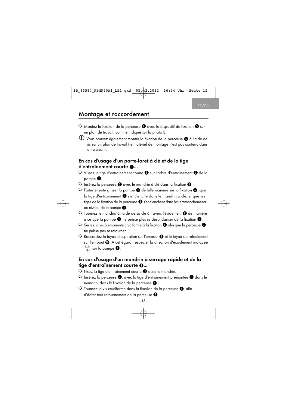 Montage et raccordement | Powerfix PBMP 30 A1 User Manual | Page 18 / 44