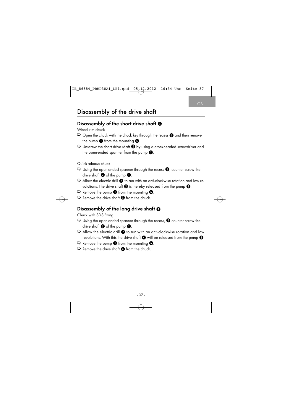 Disassembly of the drive shaft | Powerfix PBMP 30 A1 User Manual | Page 40 / 44