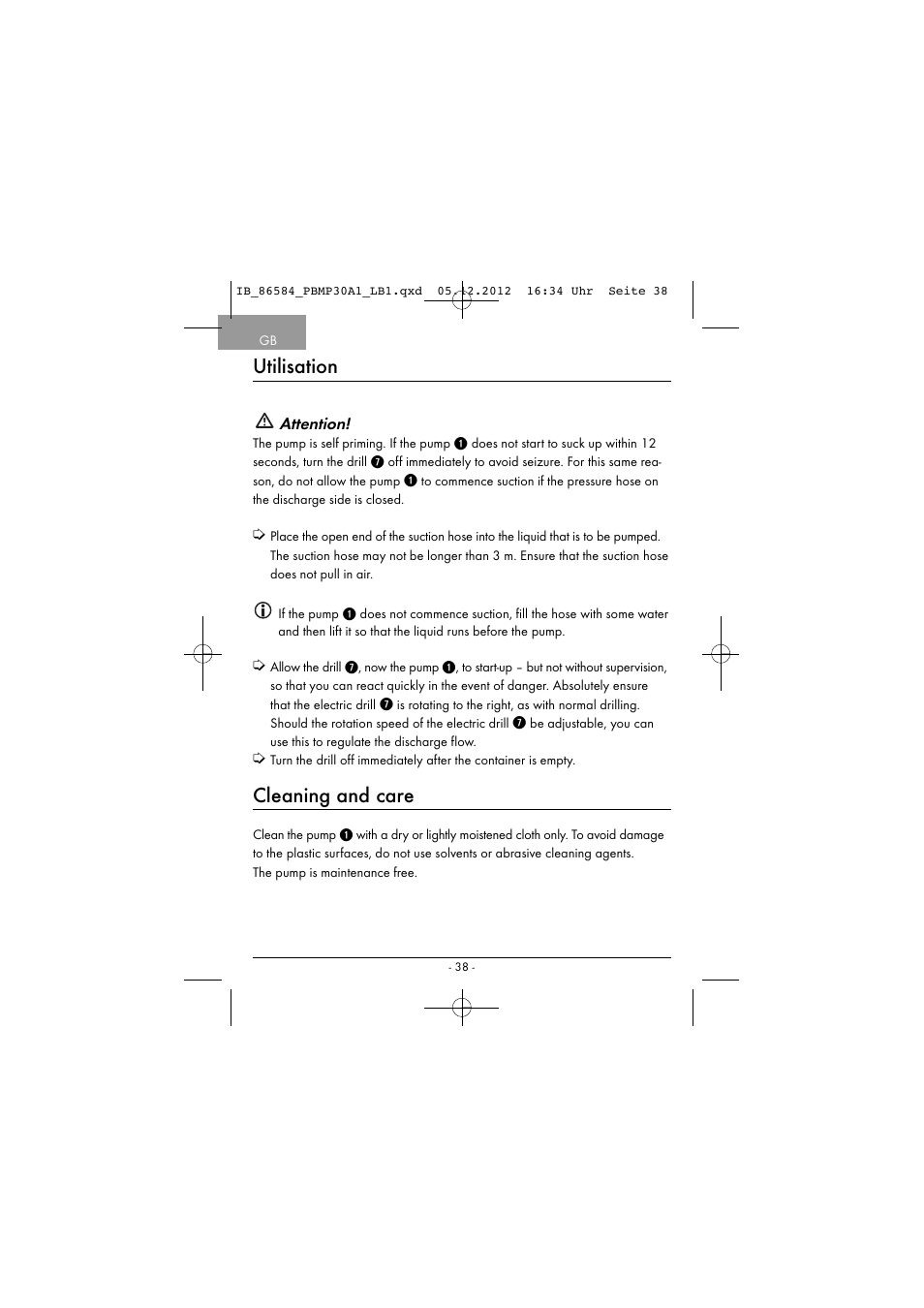 Utilisation, Cleaning and care | Powerfix PBMP 30 A1 User Manual | Page 41 / 44