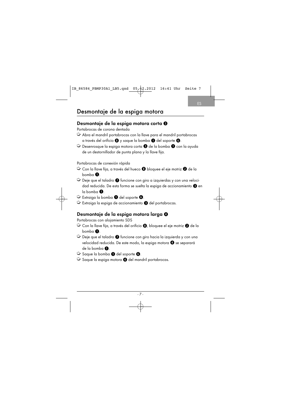 Desmontaje de la espiga motora | Powerfix PBMP 30 A1 User Manual | Page 10 / 44