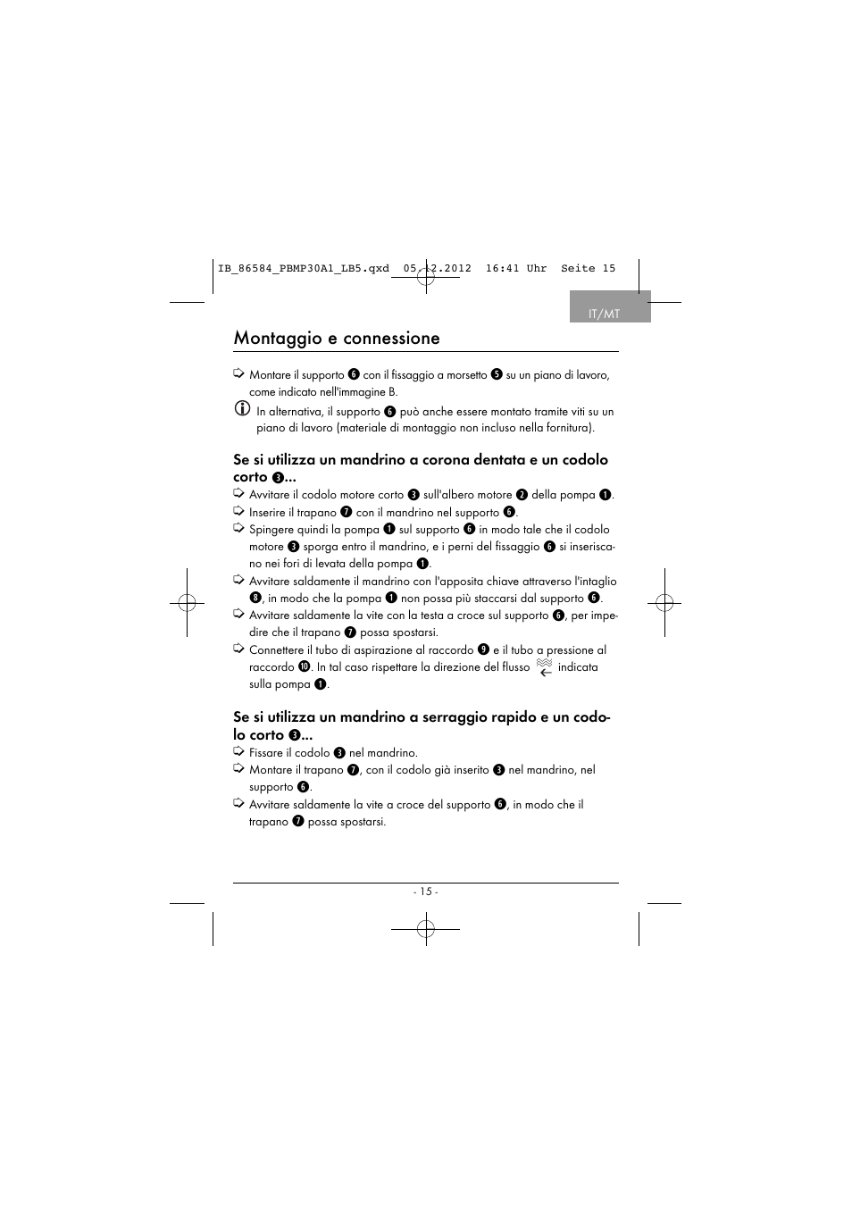 Montaggio e connessione | Powerfix PBMP 30 A1 User Manual | Page 18 / 44