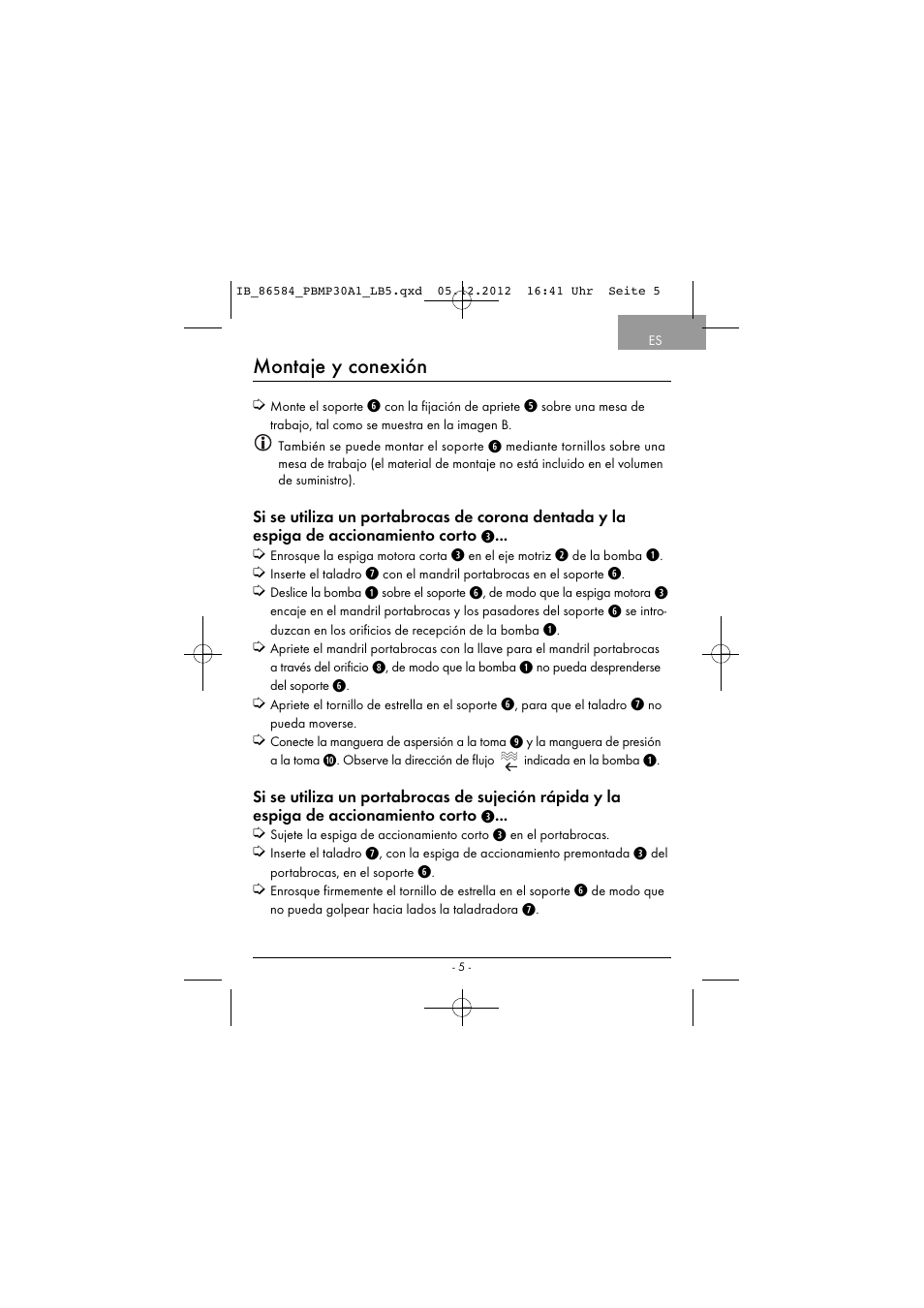 Montaje y conexión | Powerfix PBMP 30 A1 User Manual | Page 8 / 44