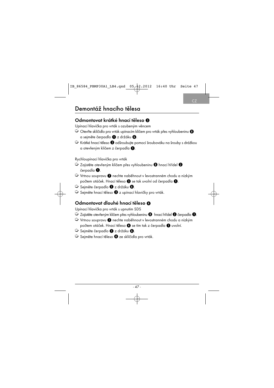 Demontáž hnacího tělesa | Powerfix PBMP 30 A1 User Manual | Page 50 / 74