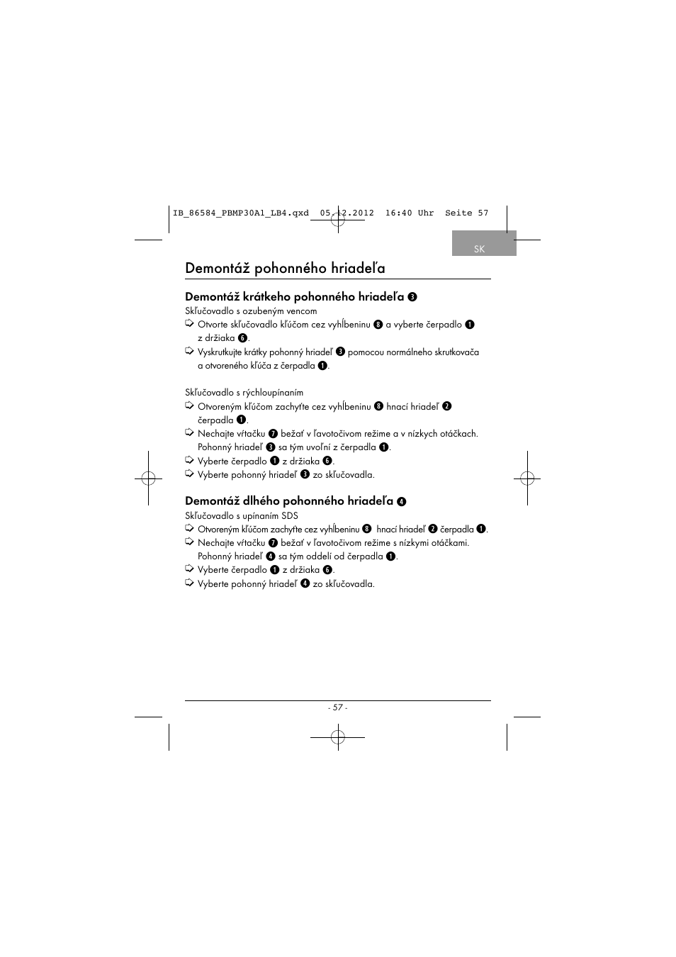 Demontáž pohonného hriadeľa | Powerfix PBMP 30 A1 User Manual | Page 60 / 74
