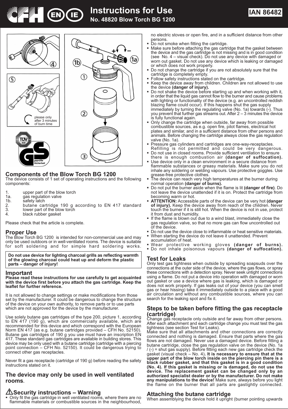 Powerfix BG 1200 User Manual | 2 pages