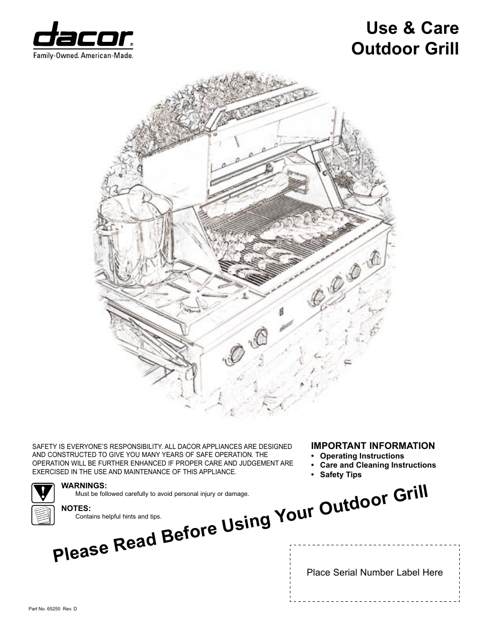Dacor OGC52 User Manual | 12 pages