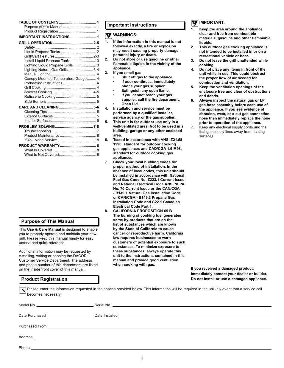 Dacor OGC52 User Manual | Page 3 / 12