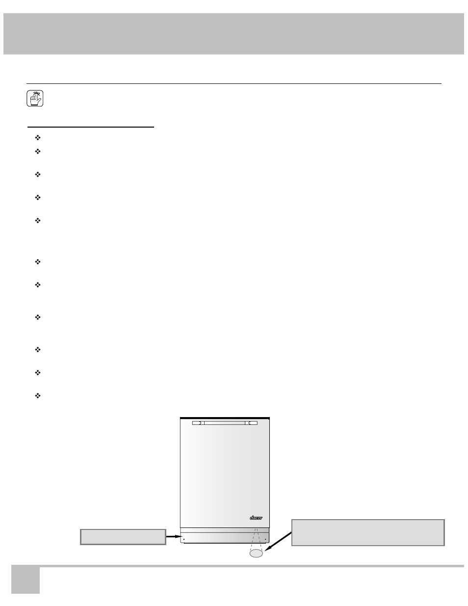 Getting to know your dishwasher, Dacor, Dishwasher | Dacor ED24 User Manual | Page 6 / 32
