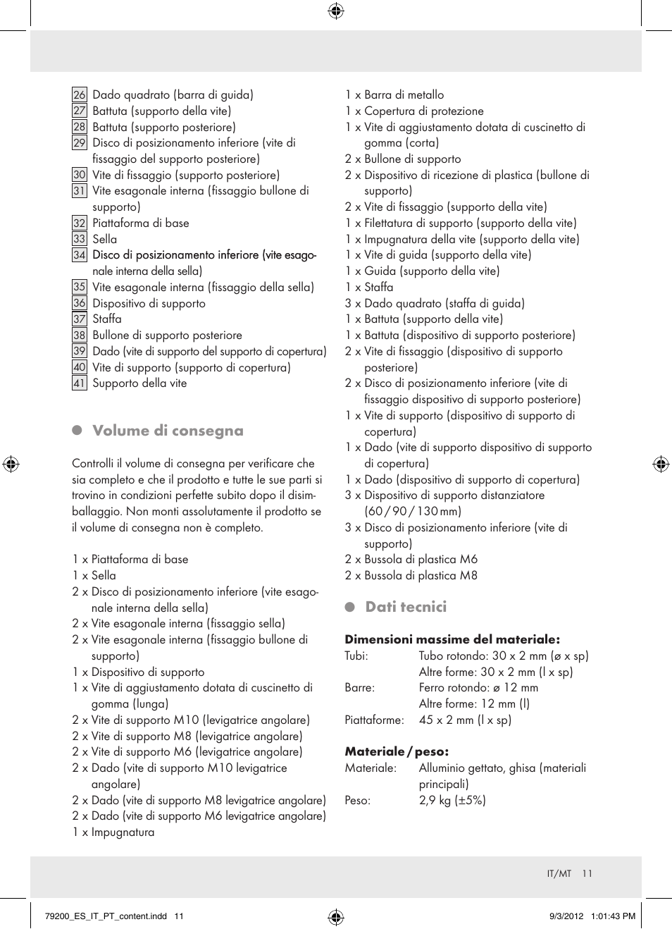 Volume di consegna, Dati tecnici | Powerfix Z15003 User Manual | Page 11 / 36
