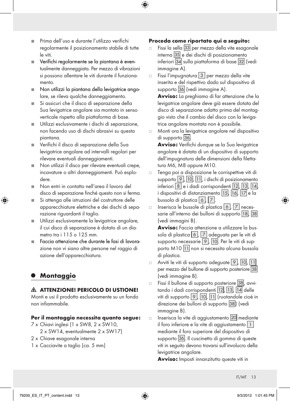 Montaggio | Powerfix Z15003 User Manual | Page 13 / 36