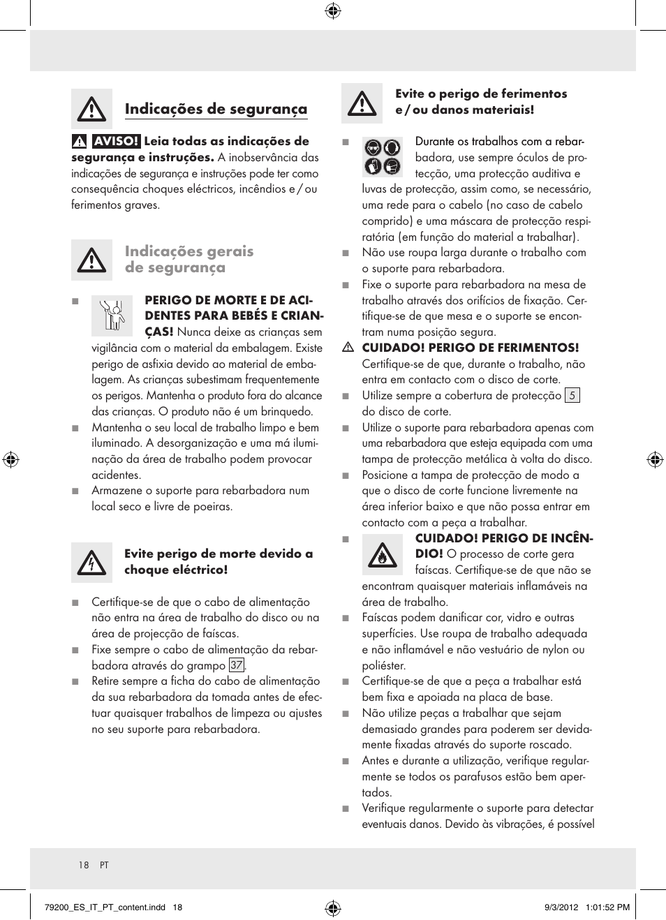 Indicações de segurança, Indicações gerais de segurança | Powerfix Z15003 User Manual | Page 18 / 36