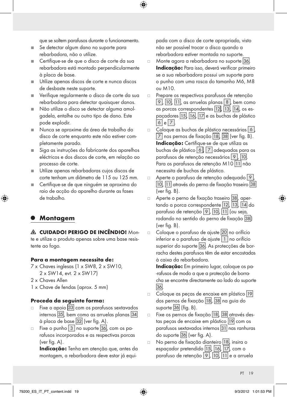 Montagem | Powerfix Z15003 User Manual | Page 19 / 36