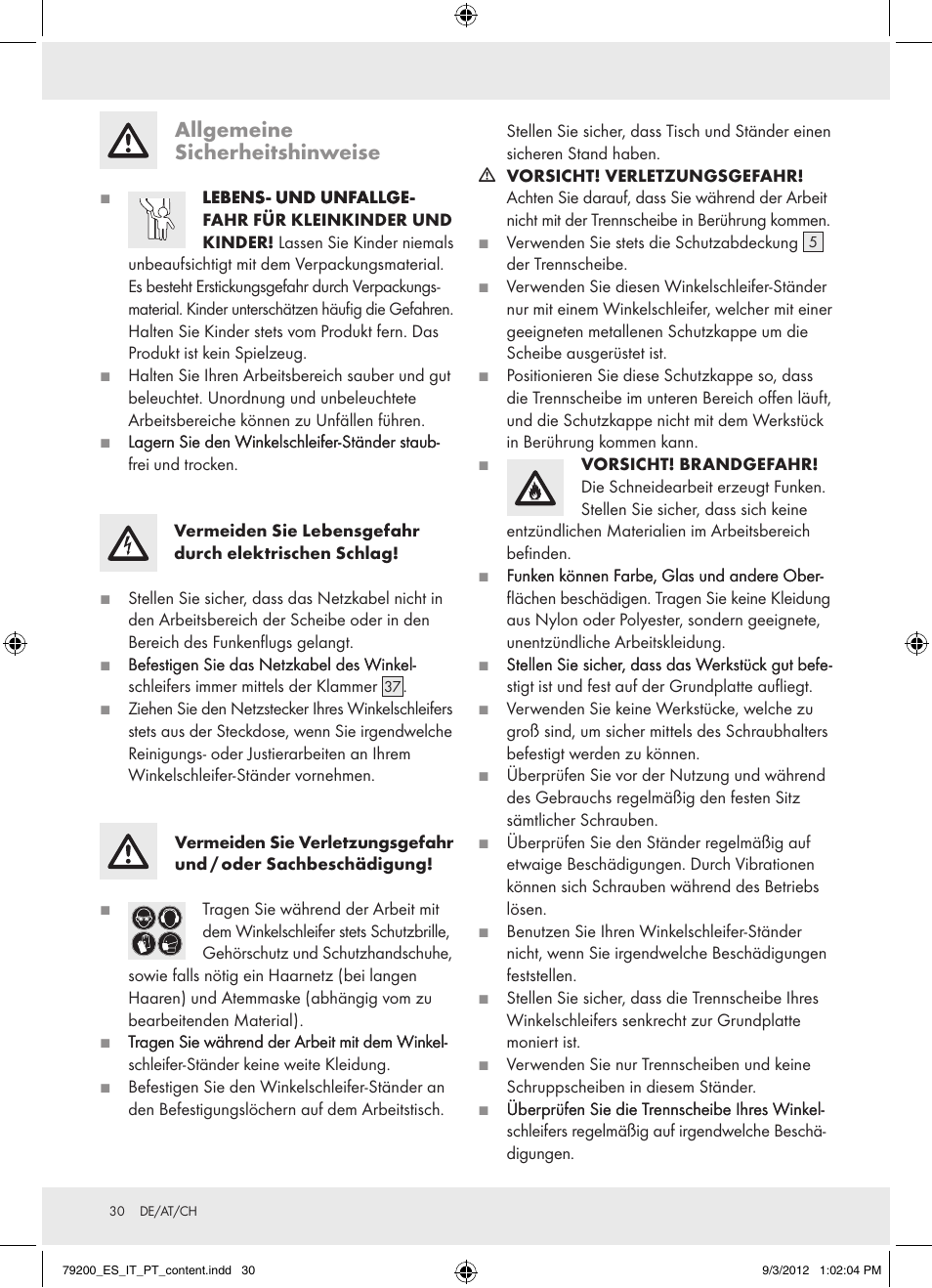 Allgemeine sicherheitshinweise | Powerfix Z15003 User Manual | Page 30 / 36