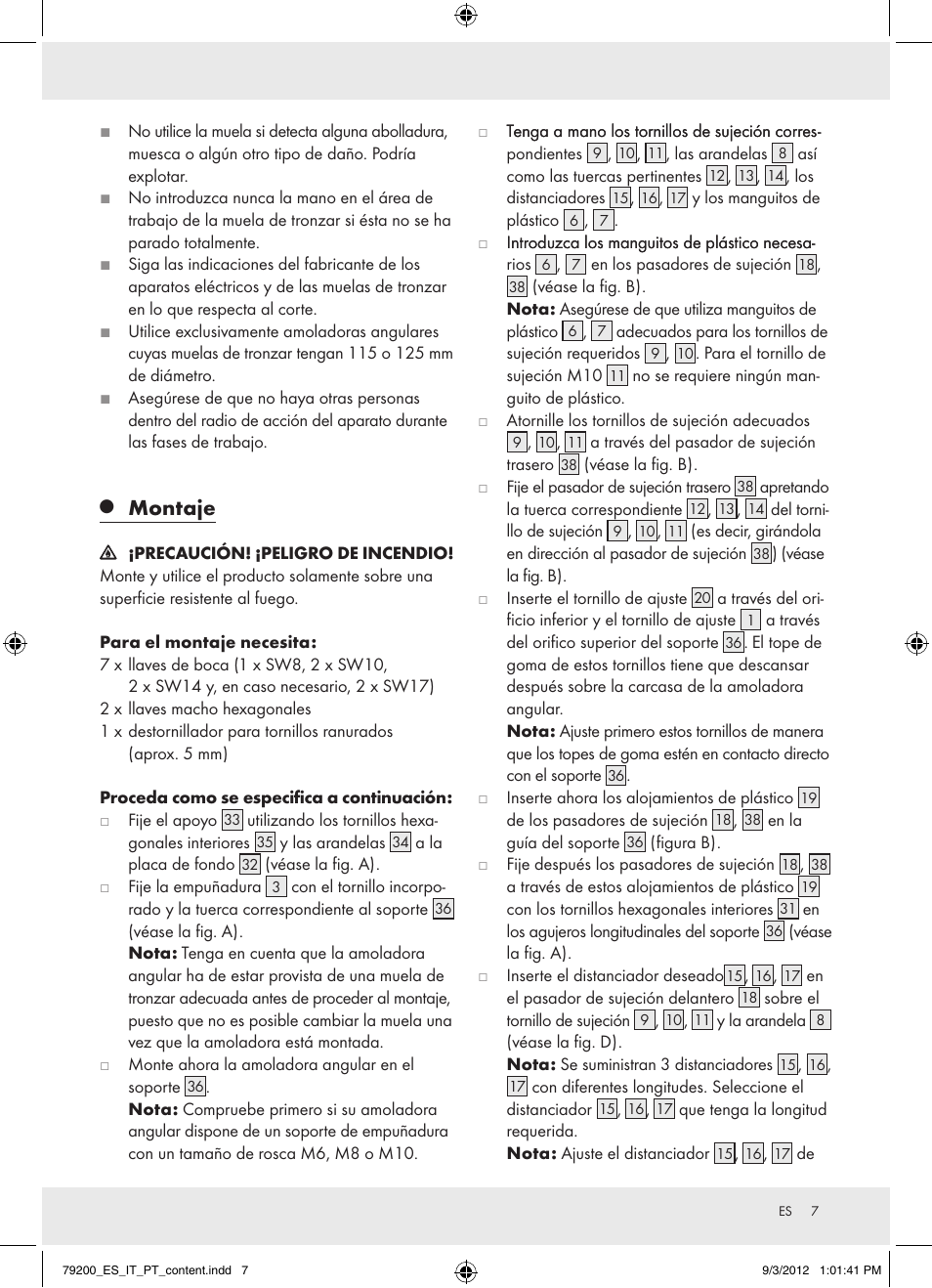 Montaje | Powerfix Z15003 User Manual | Page 7 / 36