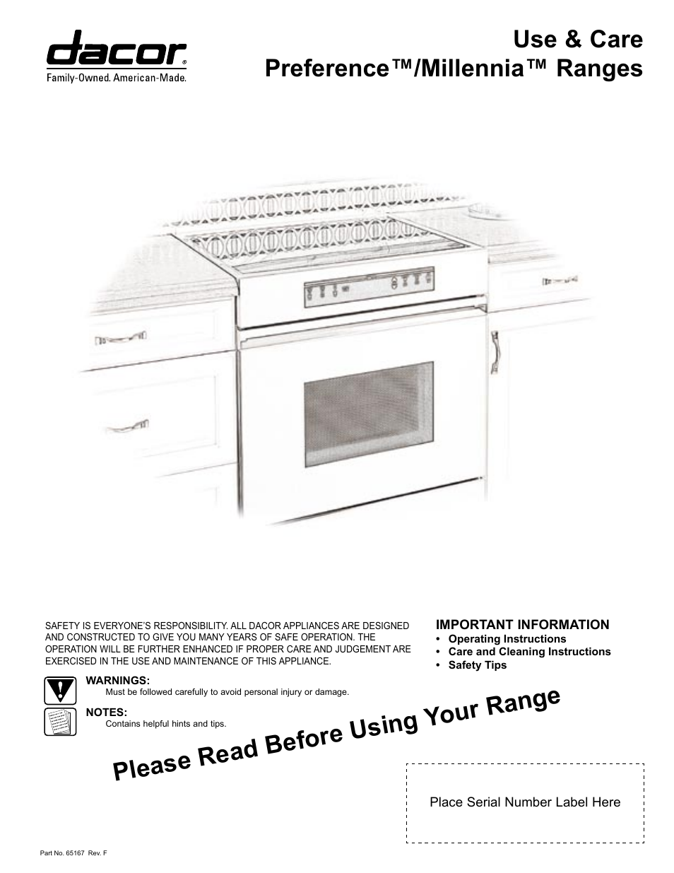 Dacor Preference User Manual | 16 pages