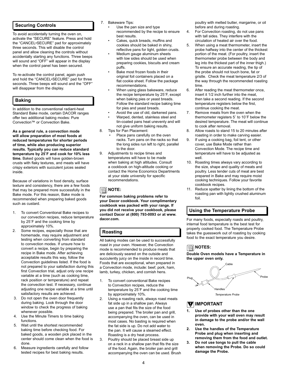 Dacor Preference User Manual | Page 6 / 16