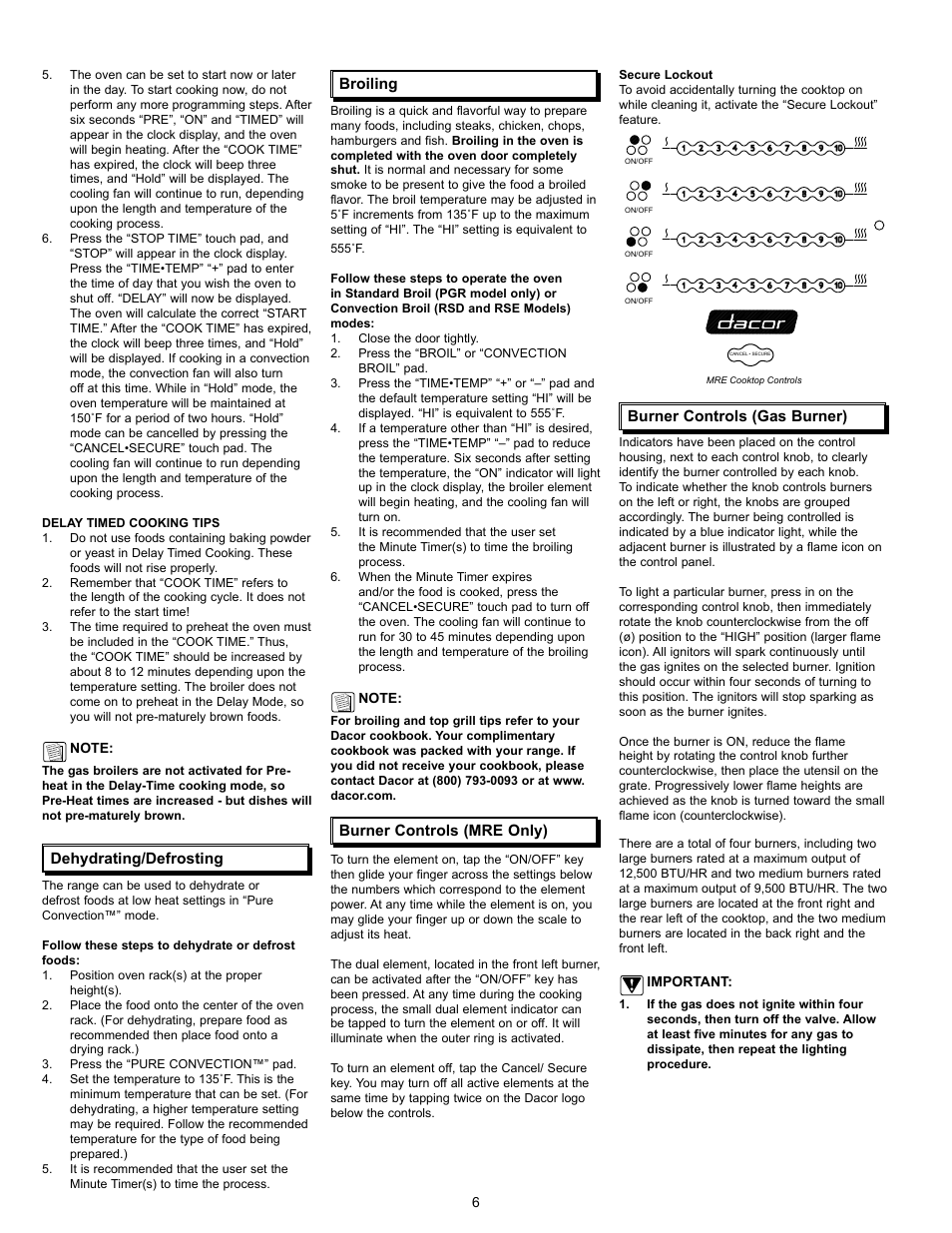 Dacor Preference User Manual | Page 8 / 16
