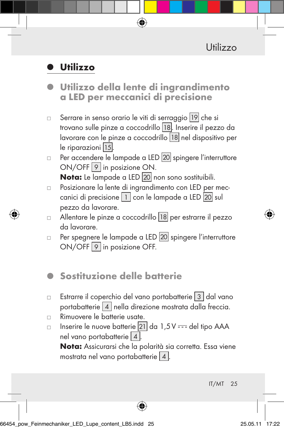 Utilizzo, Sostituzione delle batterie | Powerfix Z30225 User Manual | Page 27 / 66