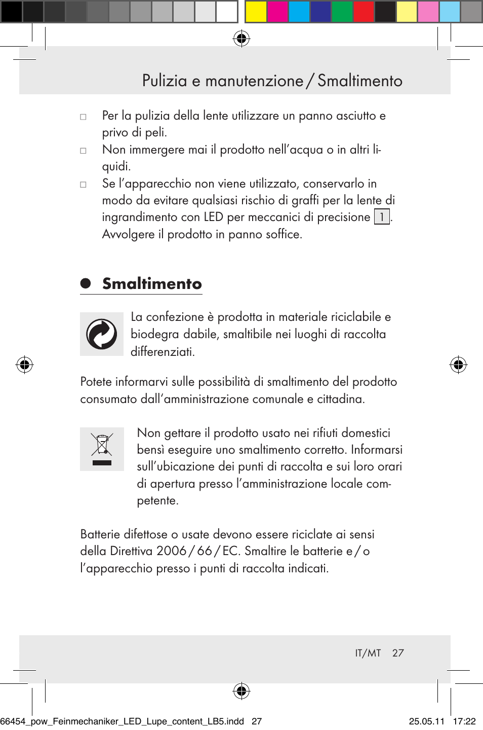 Pulizia e manutenzione / smaltimento, Smaltimento | Powerfix Z30225 User Manual | Page 29 / 66