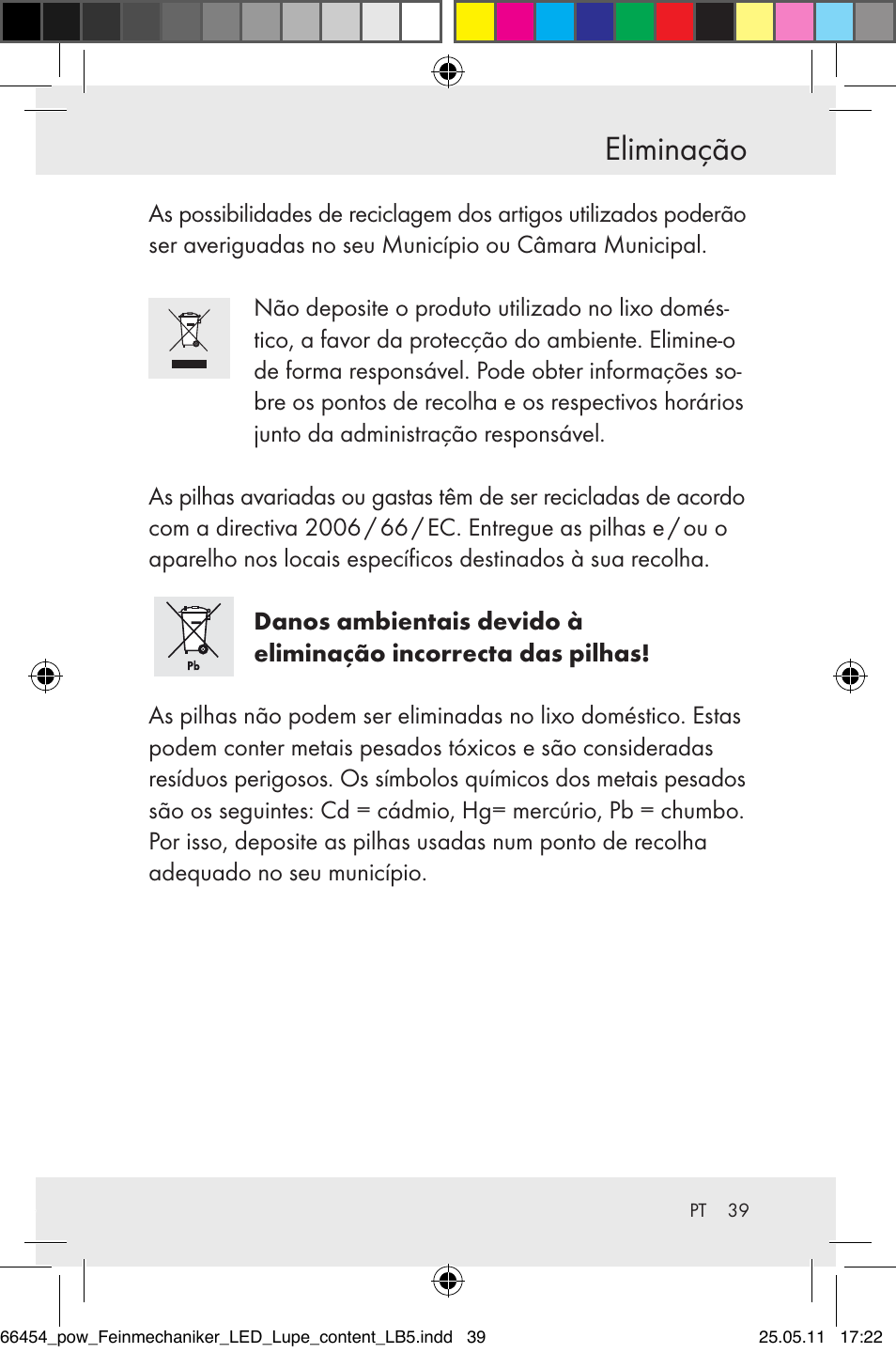 Eliminação | Powerfix Z30225 User Manual | Page 41 / 66