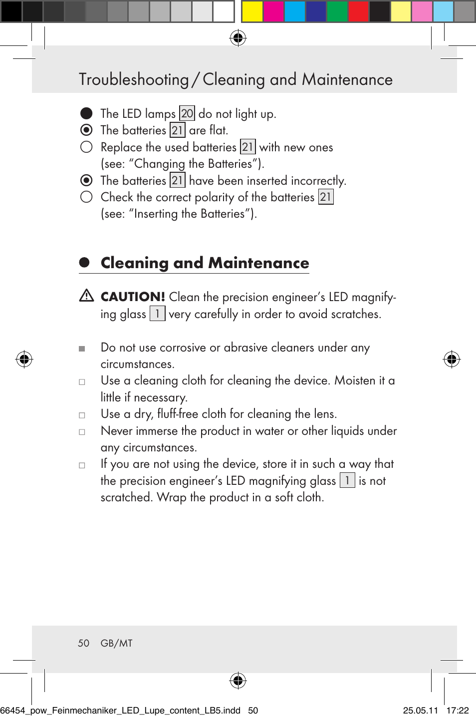 Troubleshooting / cleaning and maintenance, Cleaning and maintenance | Powerfix Z30225 User Manual | Page 52 / 66