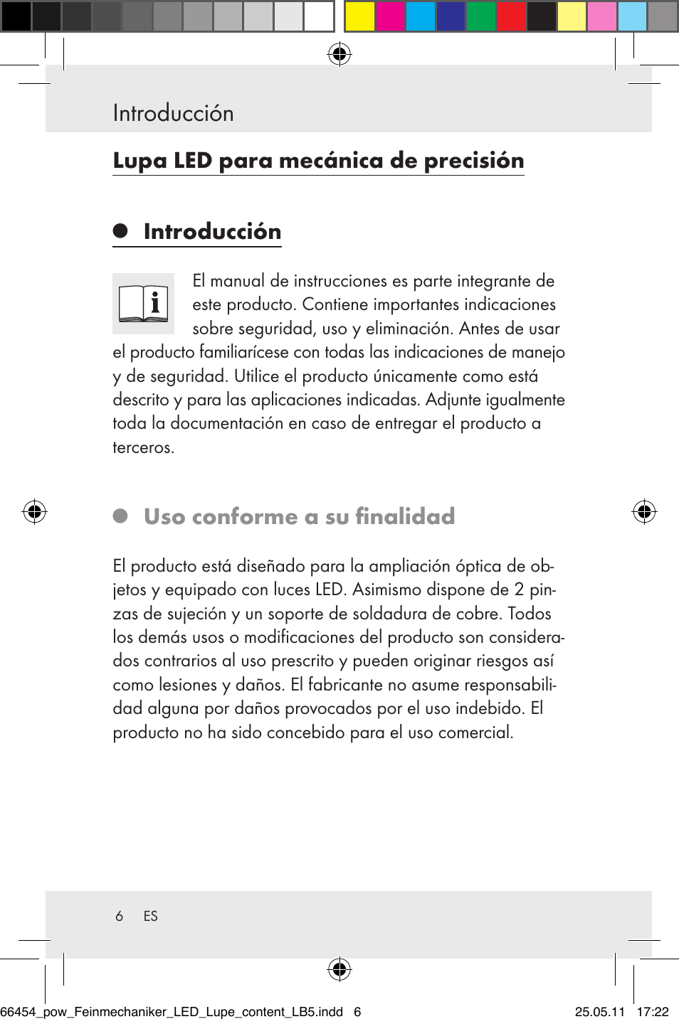 Introducción, Lupa led para mecánica de precisión, Uso conforme a su finalidad | Powerfix Z30225 User Manual | Page 8 / 66