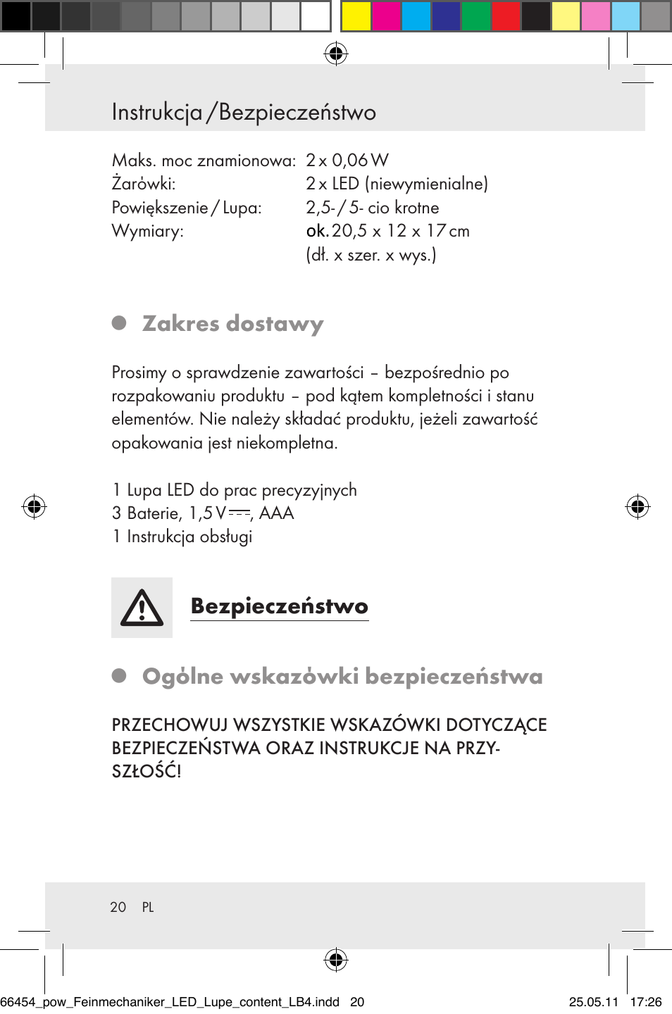 Instrukcja /bezpieczeństwo, Zakres dostawy, Bezpieczeństwo | Ogόlne wskazόwki bezpieczeństwa | Powerfix Z30225 User Manual | Page 22 / 92