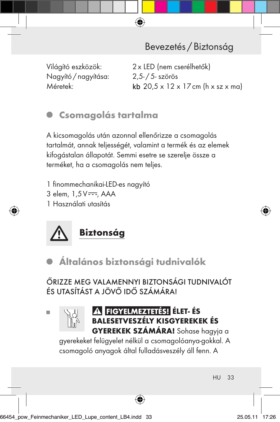 Bevezetés / biztonság, Csomagolás tartalma, Biztonság | Általános biztonsági tudnivalók | Powerfix Z30225 User Manual | Page 35 / 92