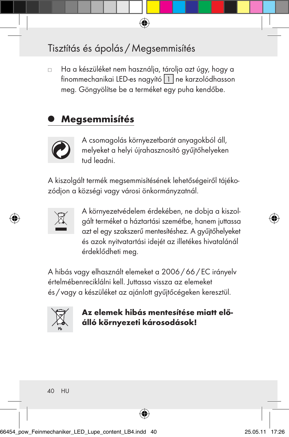 Tisztítás és ápolás / megsemmisítés, Megsemmisítés | Powerfix Z30225 User Manual | Page 42 / 92