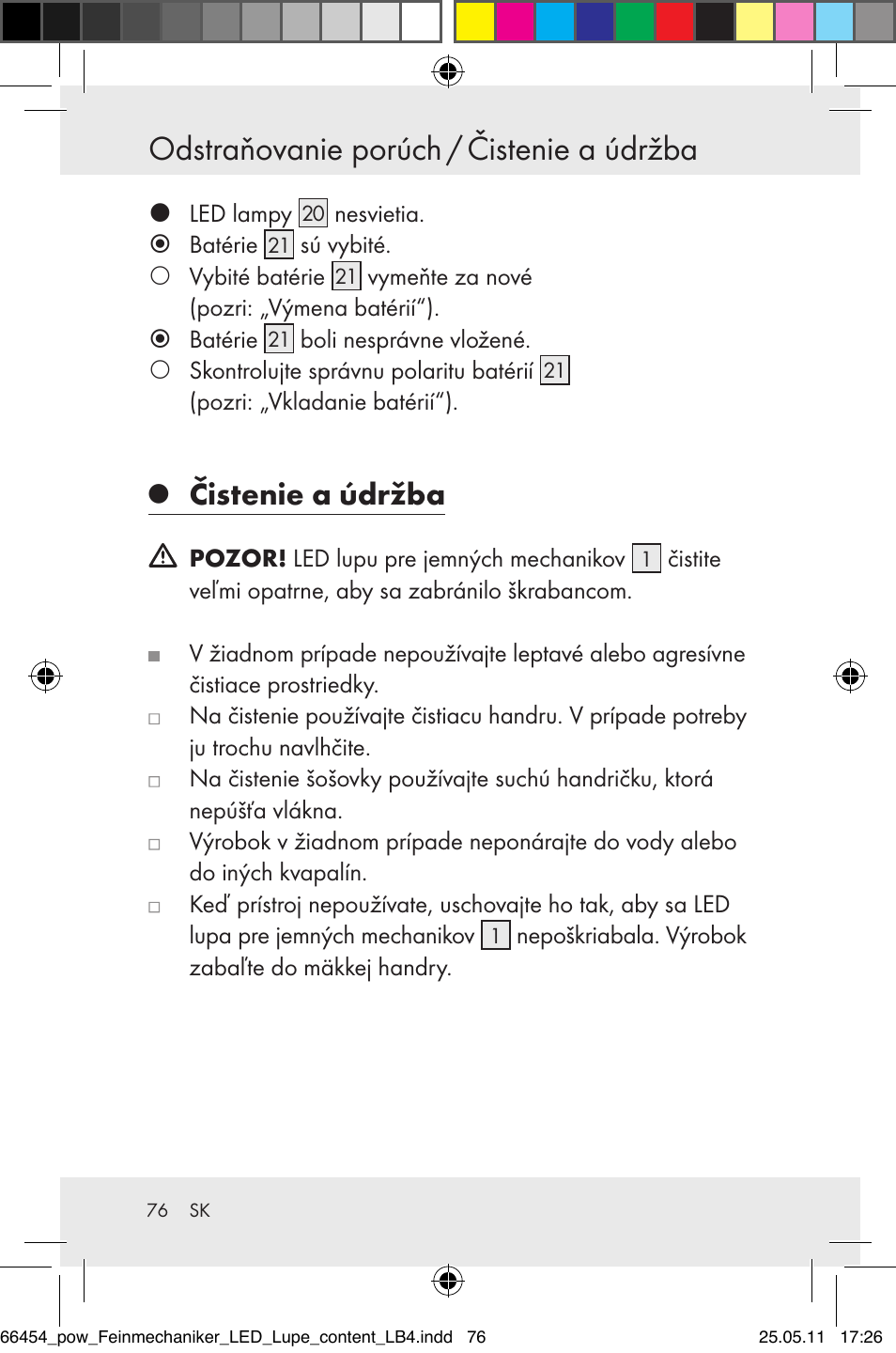 Odstraňovanie porúch / čistenie a údržba, Čistenie a údržba | Powerfix Z30225 User Manual | Page 78 / 92