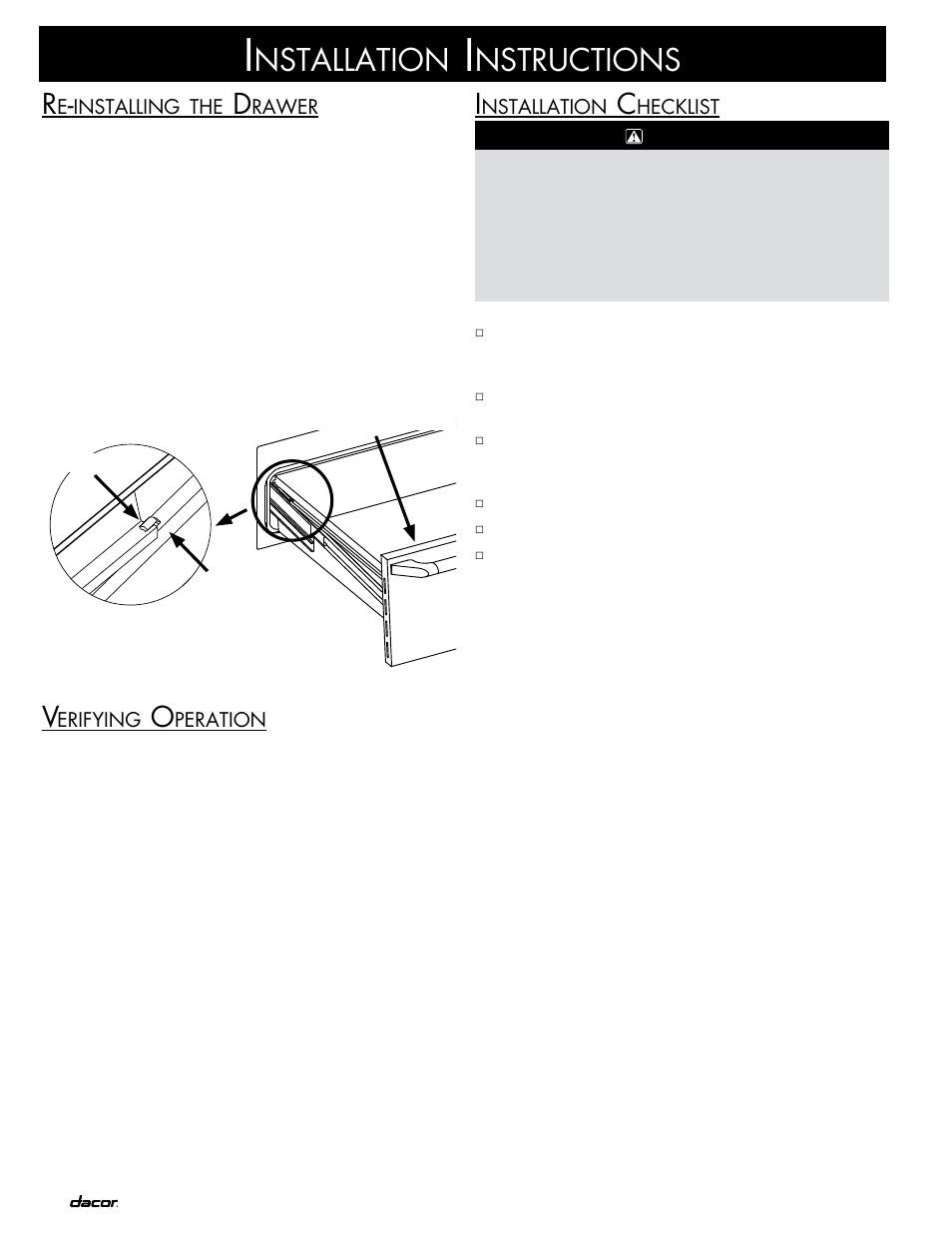 Nstallation, Nstructions | Dacor MW User Manual | Page 10 / 12