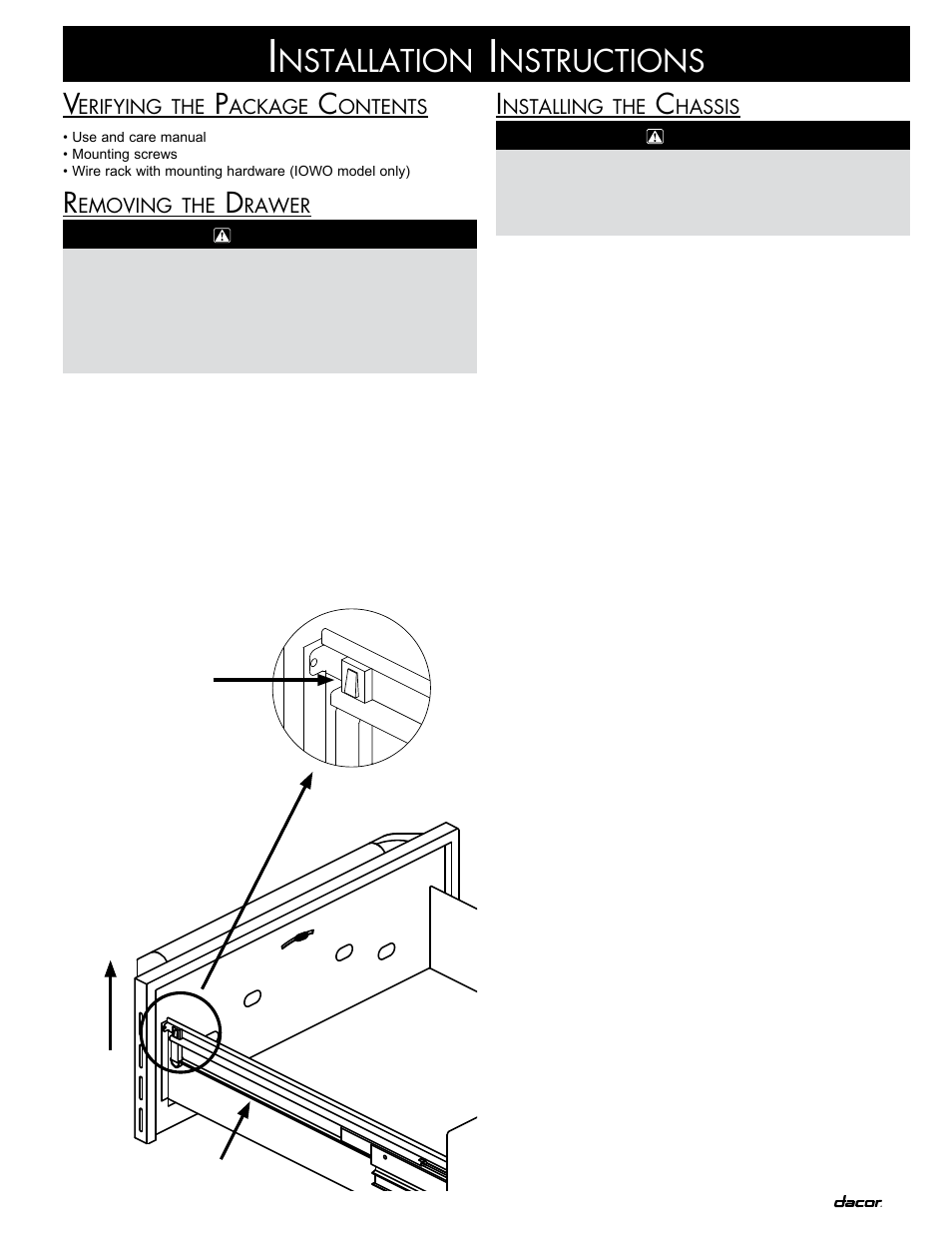 Nstallation, Nstructions | Dacor MW User Manual | Page 9 / 12