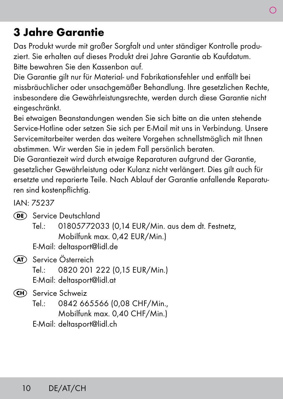 3 jahre garantie | Powerfix Extendable Compact Shovel User Manual | Page 10 / 16