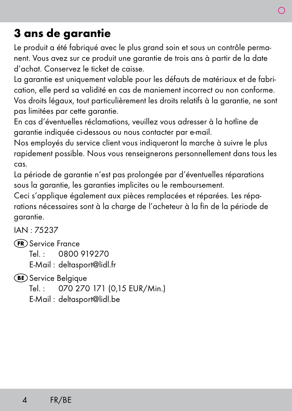 3 ans de garantie | Powerfix Extendable Compact Shovel User Manual | Page 4 / 16