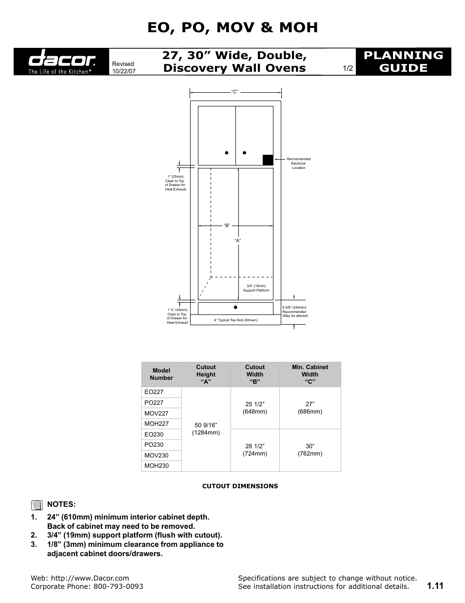 Dacor PO User Manual | 2 pages