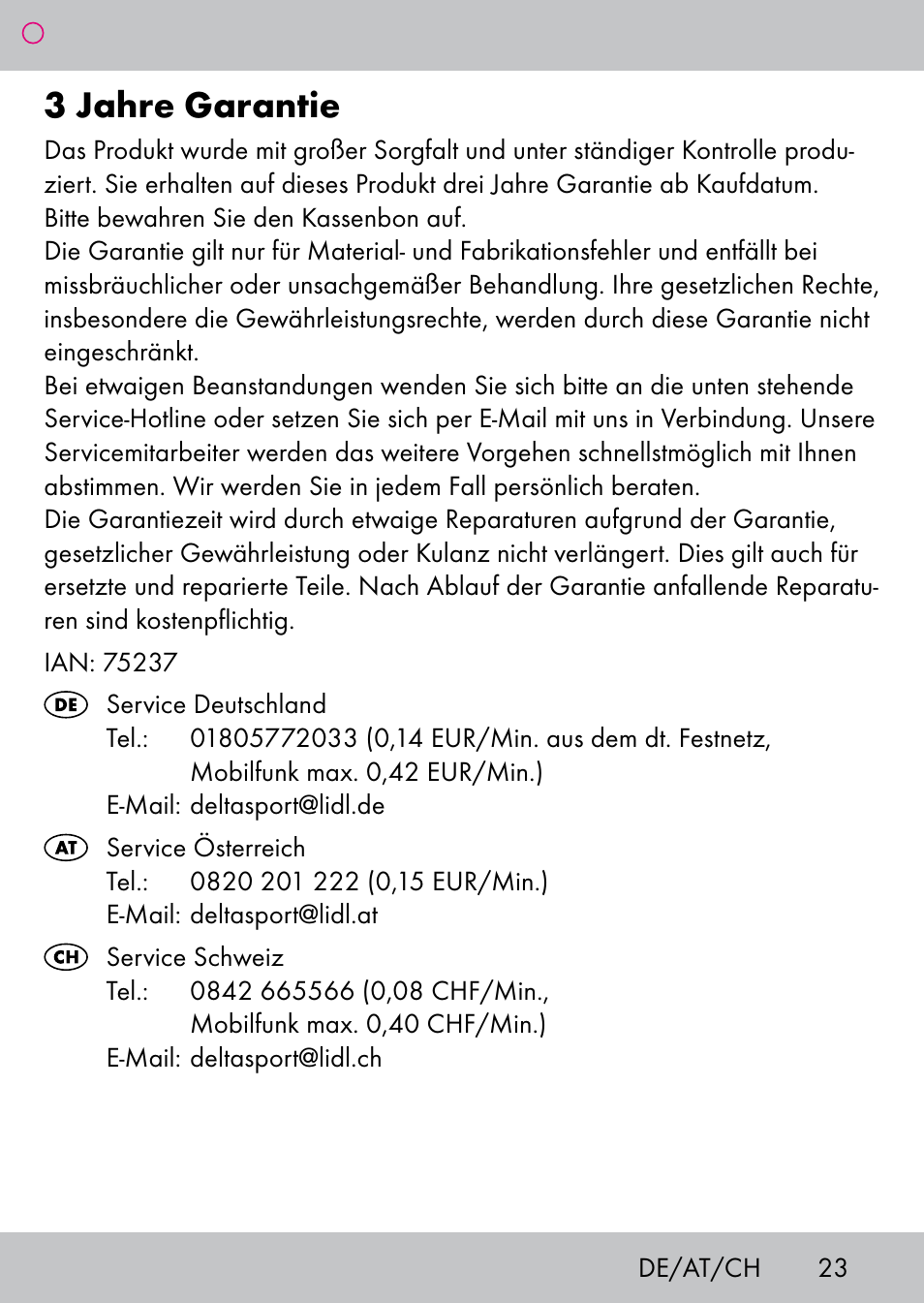 3 jahre garantie | Powerfix Extendable Compact Shovel User Manual | Page 23 / 24