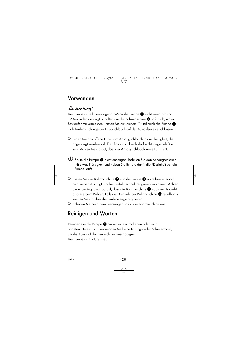 Verwenden, Reinigen und warten | Powerfix PBMP 30 A1 User Manual | Page 31 / 44