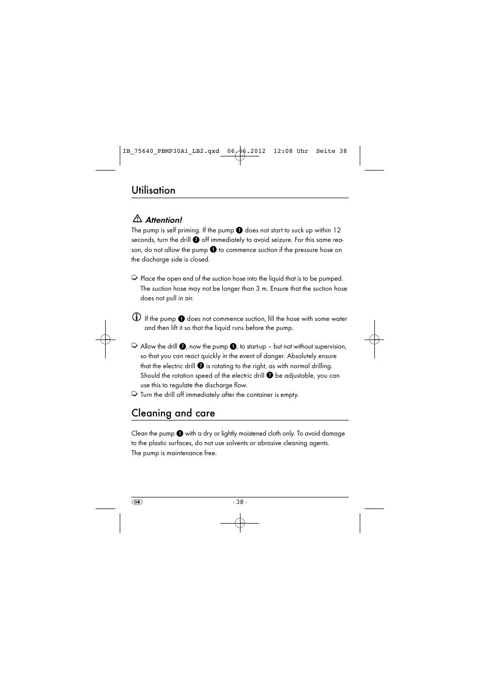 Utilisation, Cleaning and care | Powerfix PBMP 30 A1 User Manual | Page 41 / 44