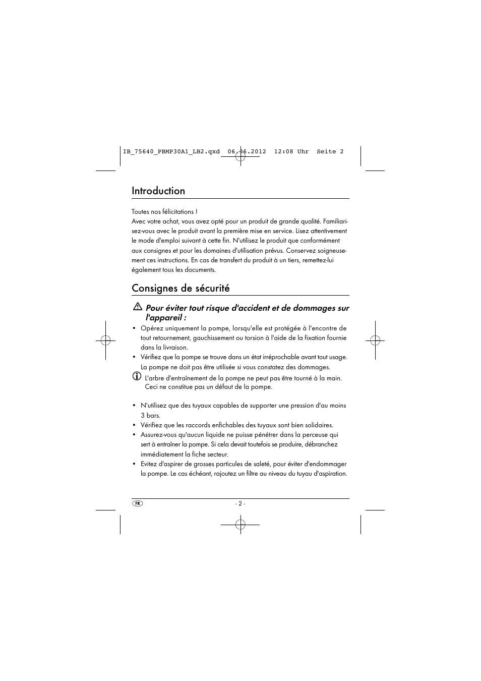 Introduction, Consignes de sécurité | Powerfix PBMP 30 A1 User Manual | Page 5 / 44