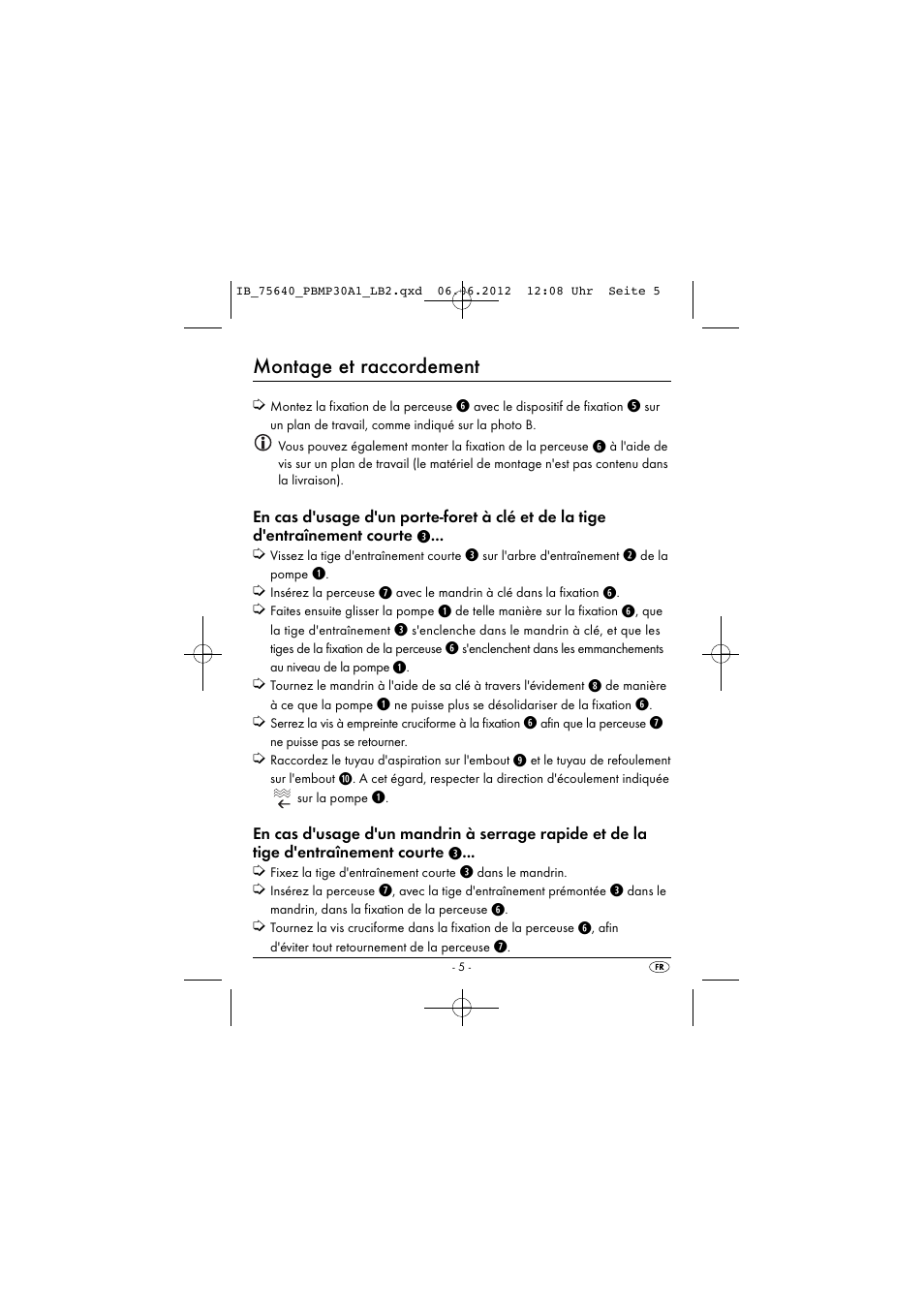 Montage et raccordement | Powerfix PBMP 30 A1 User Manual | Page 8 / 44