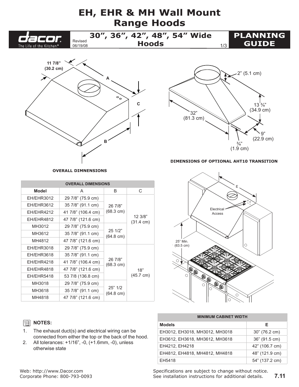 Dacor EH3012 User Manual | 3 pages
