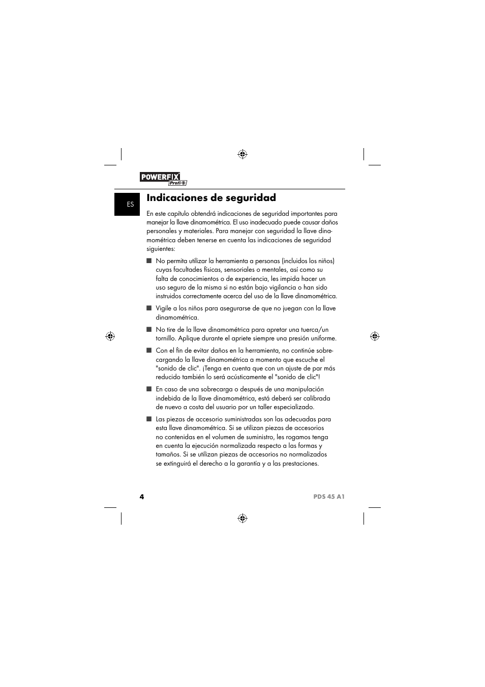 Indicaciones de seguridad | Powerfix PDS 45 A1 User Manual | Page 7 / 34