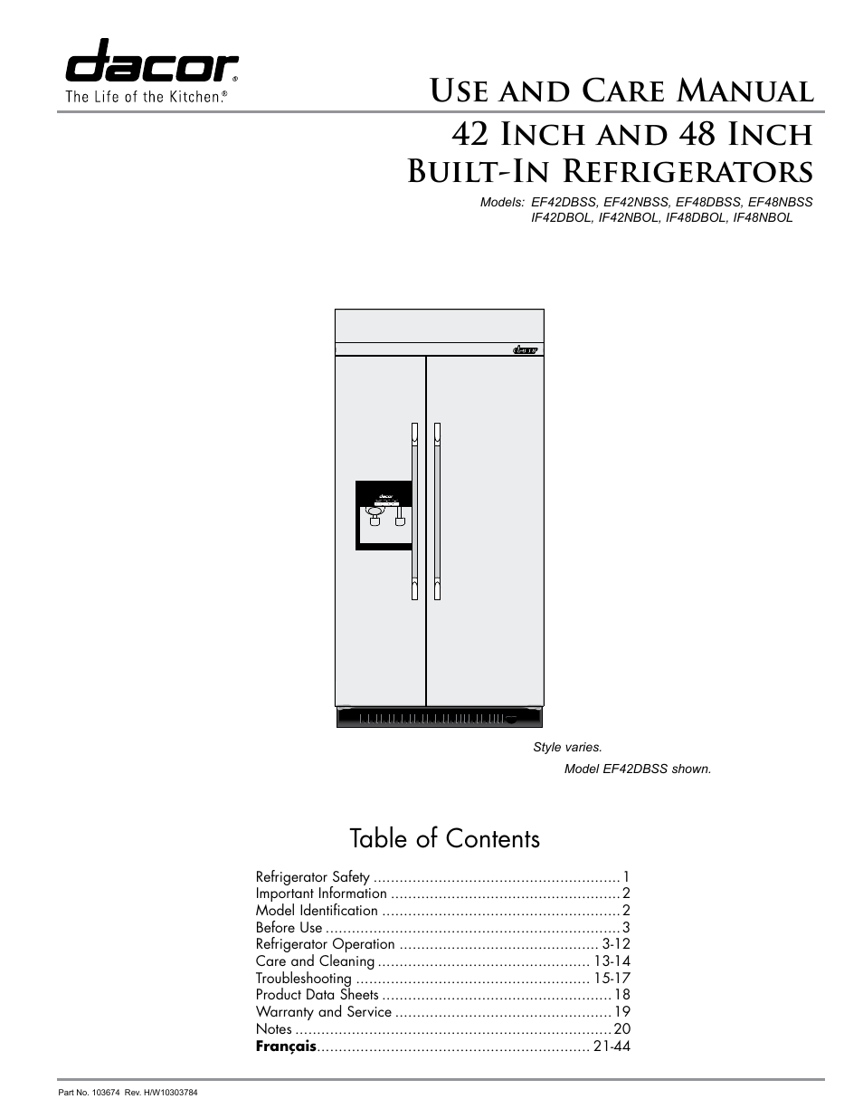 Dacor EF42NBSS User Manual | 24 pages