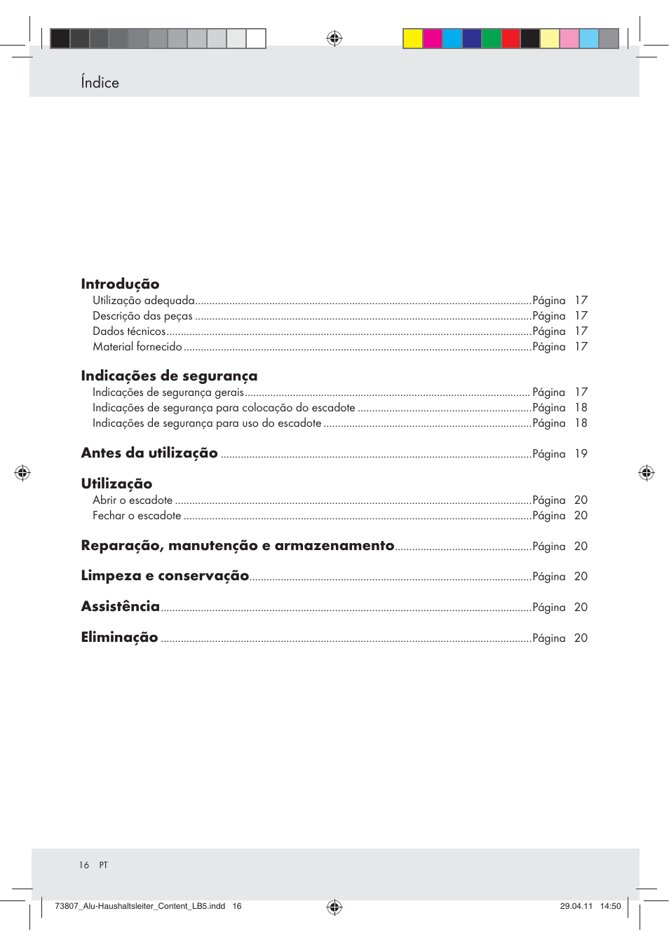 Índice | Powerfix Z29950 User Manual | Page 16 / 31